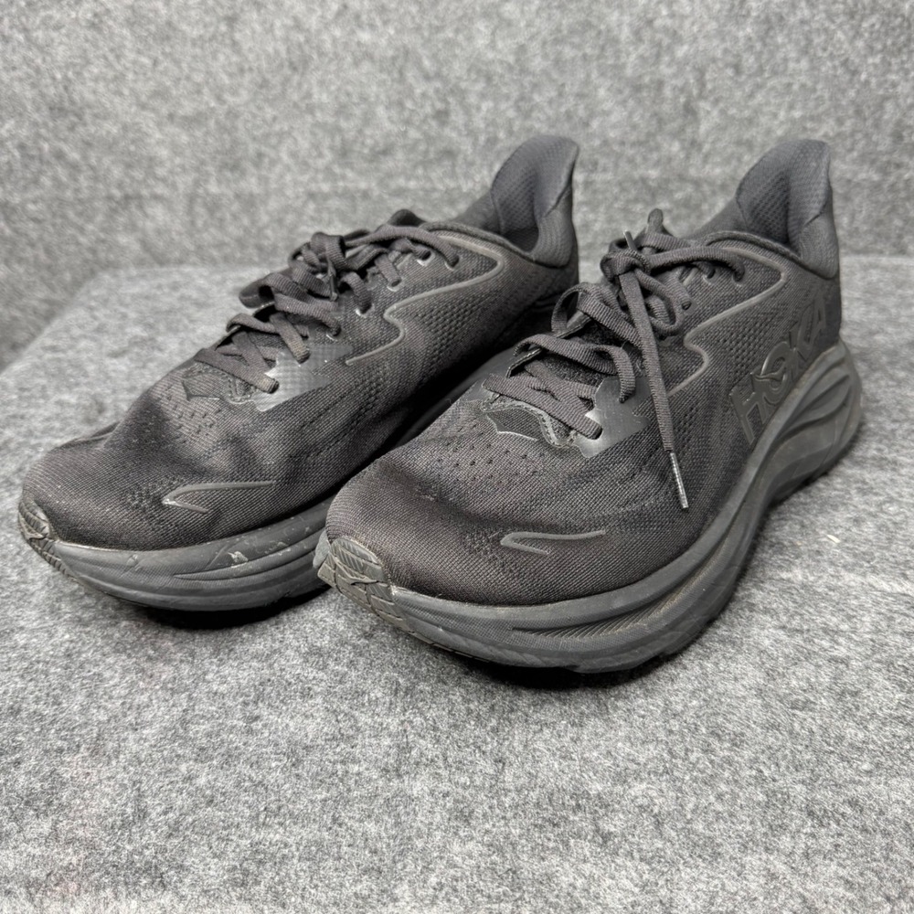 Hoka One One Clifton 10 Wide Black Running Shoes Mens 10.5 2E 1162032 BBLC